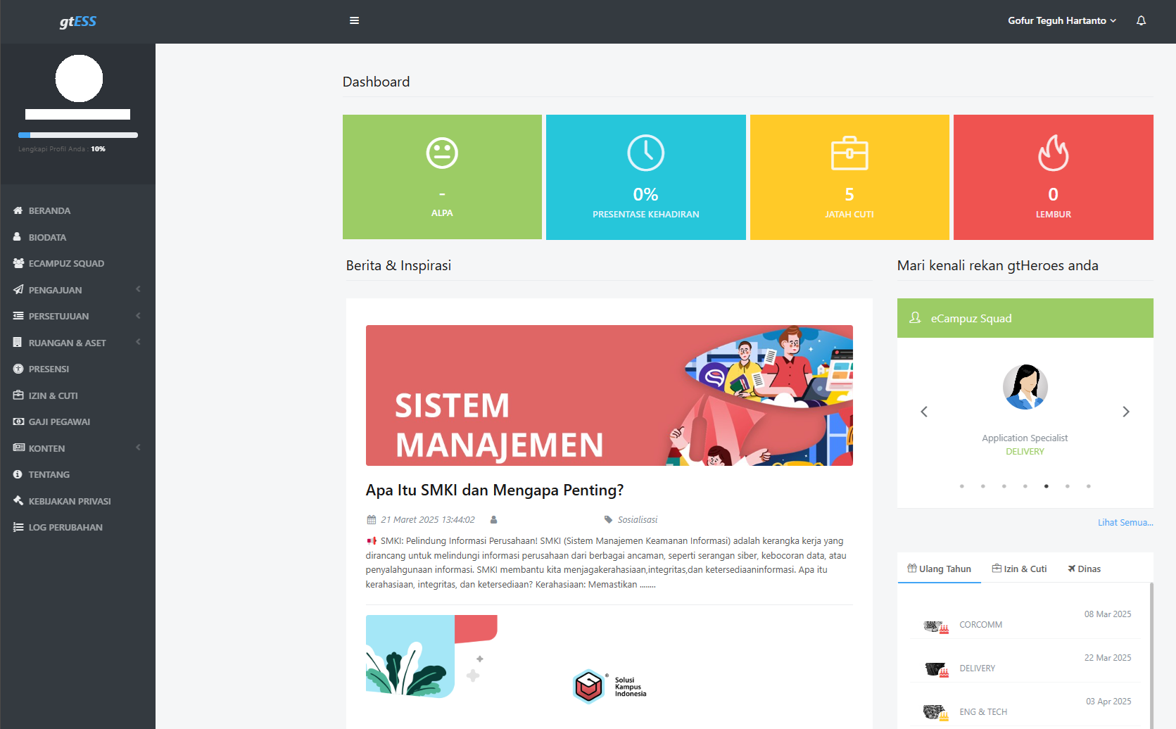 Panduan penggunaan aplikasi GES/gtESS ( Employee Self Service )